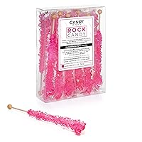 Candy Envy - Pink Rock Candy Sugar Sticks - Cherry Flavored - 12 Indiv. Wrapped