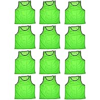 BlueDot Trading Boys 12 Pack Nylon Mesh Scrimmage Vests for Soccer, Football, Basketball, Lacrosse Team Practice Sports Training aids, Green, One Size US
