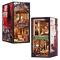 Cutefun DIY Book Nook Gift Kits for Adults, Train Mystery Case Rose Detective Agency Series - Wooden Dollhouse 3D Puzzle with LED Lights and Dust Cover - Miniature House Kit