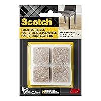 Scotch Felt Pads 32 PCS Beige, Felt Furniture Pads for Protecting Hardwood Floors, 1 x 1 in. Square, Easy-to-apply, Self-Stick design, Reliable protection from nicks, dents and scratches (SP802-NA)