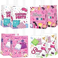 12pcs Sleepover Party Bags, Slumber Glamper Sleepover Pajama Favor Bags for Girls Treat Bags with Handle for Sleepover Party Pink Decorations Supplies