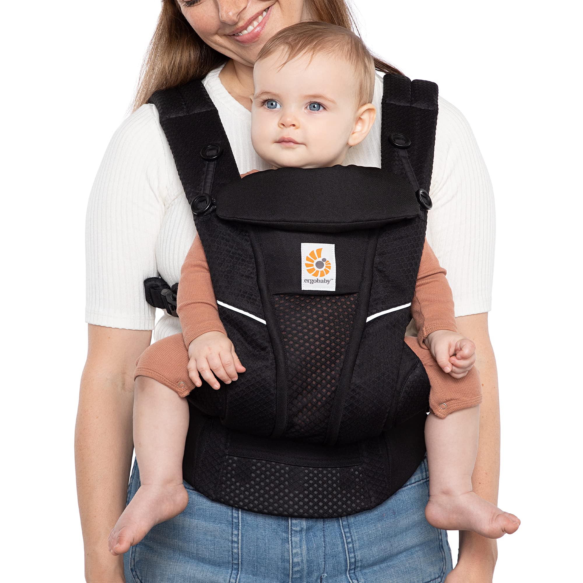 Ergobaby All Carry Positions Breathable Mesh Baby Carrier with Enhanced Lumbar Support & Airflow (7-45 Lb), Omni Breeze, Onyx Black