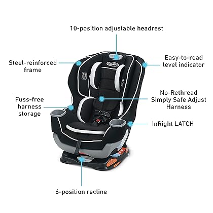 Graco Extend2Fit 2-in-1 Convertible Car Seat, Gotham