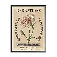 Stupell Industries Finest Mixed Carnations Antique Floral Seed Packet, Designed by Studio W Black Framed Wall Art, 16 x 20, Tan
