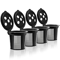 4 Reusable K Cups for Keurig K Supreme, K Supreme Plus and K Slim with Multistream Technology - 4 Black Refillable Kcups Coffee Filters for Keurig Coffee Makers