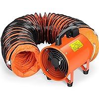 8 Inches Utility Blower/Exhaust with 16.4 FT Hose Fan, 3300 r/min High Velocity Low Noise Extraction and Ventilation Fan with Duct Hose