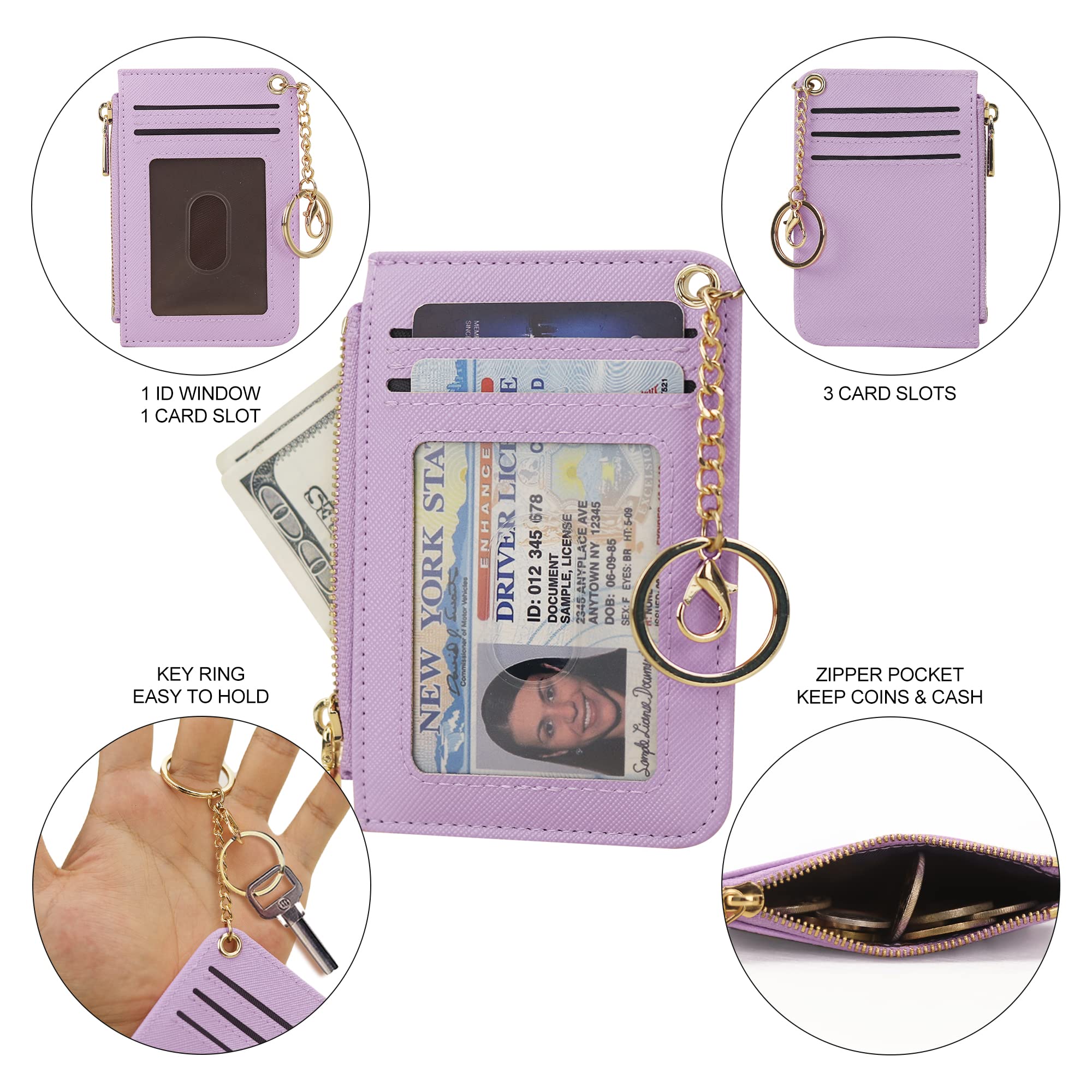 Toughergun Womens Keychain Wallet Slim Front Pocket Minimalist RFID  Blocking Credit Card Coin Change Holder Purse Wallet(Blue Smooth)