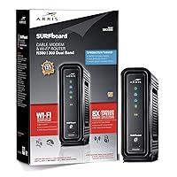 ARRIS Surfboard SBG6580-2 8x4 DOCSIS 3.0 Cable Modem/Wi-Fi N600 (N300 2.4Ghz + N300 5GHz) Dual Band Router - Retail Packaging Black (570763-034-00)