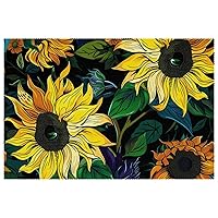 Place Mats, Table Placemats, Placement Mats for Dining Table, Vintage Yellow Chrysanthemum Sunflower Pastorable, Table Mats Set of 6, Placemats Set of 4