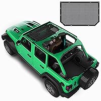 EcoNour Wrangler Roof Top Sun Shade for JLU (2018-Current) | Fits Jeep Bikini Top Sun Shade for Front | Blocks UV Rays, Wind Noise & Leaves | Superior Heat Reduction in Cabin | Sturdy PVC Net Shade