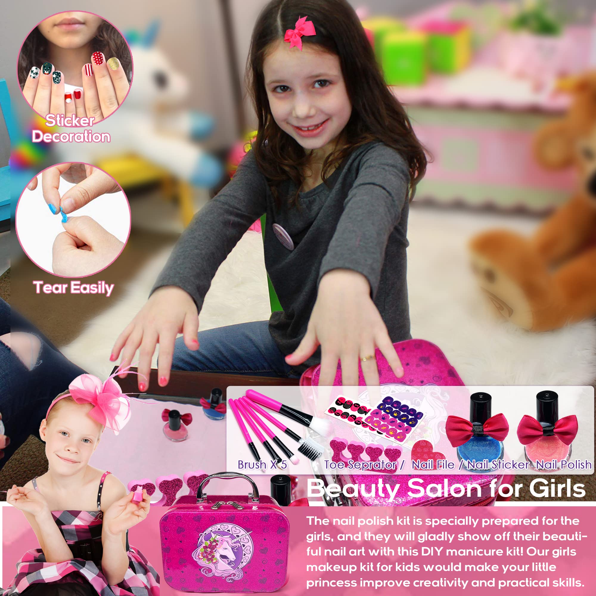 Kids Makeup Kit for Girls - 27PCS Washable Toddler Makeup Kit, Real Little Girls Makeup Kit , Play Makeup for Little Girls Children, Princess Christmas Birthday Gift for Girls Aged 4 5 6 7 8 9