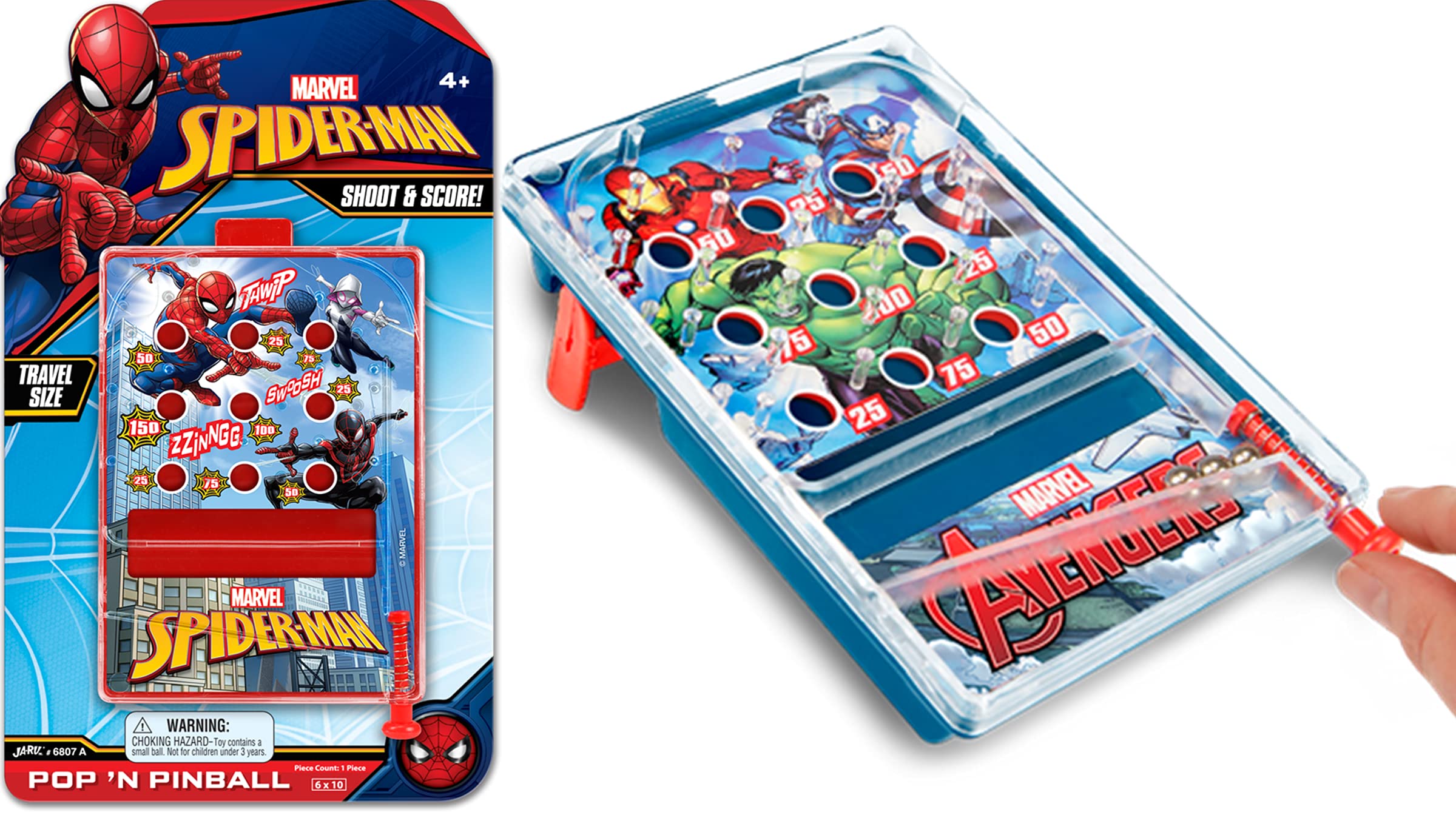 Mua Marvel Pinball Game Toy (1 Unit Assorted) Avengers or Spiderman Portable  Pocket Travel Board Game Mini Handheld Game Fidget Toys Arcade For Kids and  Adults. Favorite Classic Party Games AB-6807-1 trên