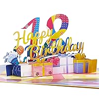 Ribbli 18th Birthday Card, Pop Up 3D Greeting Card, Funny Happy 18 Birthday Card for Boys Girls Son Daughter Grandson Granddaughter Niece Nephew Sister, with Envelope