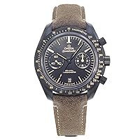 Omega Speedmaster Moonwatch Co-Axial Mens Black Face Brown Leather Strap Chronograph Swiss Automatic Watch 311.92.44.51.01.006
