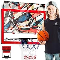 Basketbll Hoop Over The Door Mini Hoop (Replaceable Backboard Cards Design) Sport Basketball Gift for Kids Boys Teens 3 4 5 6 7 8 9 10 11 12 | Wall-Mounted ‎Door Mount