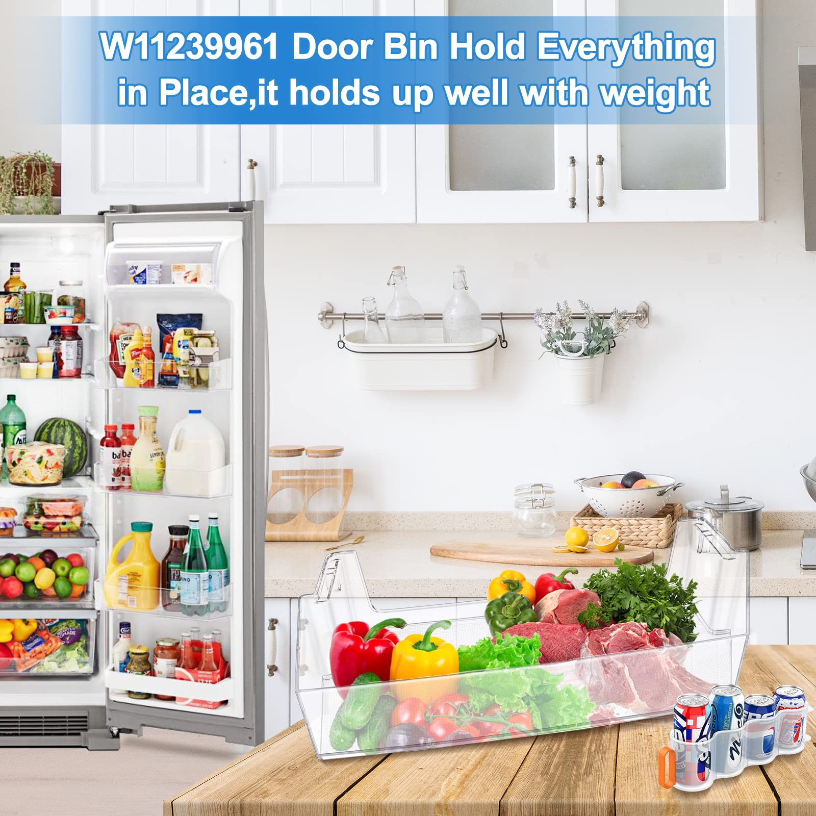 UPGRADED W11239961 Refrigerator Door Shelf Bin Compatible with Whirlpool Refrigerator Door Shelf Replacement Parts AP6333410, W10900538,4591452,PS12578777, Fit WRS321SDHZ01,WRS315 Shelf, WRS311,WRS325