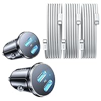 LISEN 60W USB C Car Charger 2 Pack with 60W USB C Cable 3 Pack