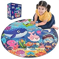 70 Piece Round Ocean Puzzles for Kids Ages 4-8, Large Jigsaw Puzzles for Kids Ages 3-5, Kids Puzzles with Colorful Underwater World, Floor Puzzles Toys for Kids Educational Learning
