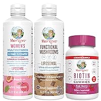 MaryRuth's Women's Multivitamin+Lustriva Hair Growth, Biotin Gummies, and Mushroom Supplement, 3-Pack Bundle for Hair Support, Skin Health, Immune Support, Mood Support, and Brain Supplement