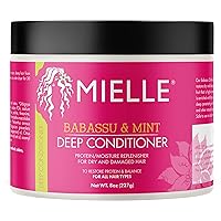 Babassu & Mint Deep Conditioner with Protein, Moisturizing & Conditioning Deep Treatment, Hydrating Repair for Dry, Damaged, & Frizzy Hair, 8-Ounces