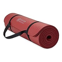 Essentials Thick Yoga Mat Fitness & Exercise Mat with Easy-Cinch Yoga Mat Carrier Strap, 72