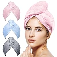 POPCHOSE Microfiber Hair Towel Wrap, Ultra Absorbent, Fast Drying, No Frizz, Soft, Lightweight, Durable, Easy to Use, Lifetime Service