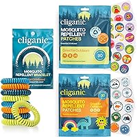Cliganic Mosquito Repellent Bracelet & Repellent Patches Trio - for The Whole Family
