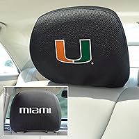 FANMATS 12581 Miami Hurricanes Embroidered Head Rest Cover Set - 2 Pieces