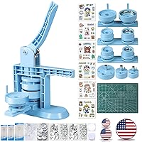  Seeutek Button Maker 58mm Machine Button Badge Maker 2-1/4 inc  Badge Punch Press with 500 Pcs Button Parts and Circle Cutter