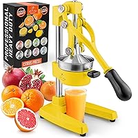 Zulay Kitchen Cast-Iron Orange Juice Squeezer - Heavy-Duty, Easy-to-Clean, Professional Citrus Juicer - Durable Stainless Steel Lemon Squeezer - Sturdy Manual Citrus Press & Orange Squeezer (Yellow)