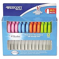 Westcott 14871 Right- and Left-Handed Scissors, Kids' Scissors, Ages 4-8, 5-Inch Blunt Tip, Assorted, 12 Pack