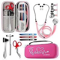Primacare KB-9397-PK Stethoscope Case, Supplies Included, Pink with Multiple Compartments, Portable and Lightweight First Aid Kit Bag with Vital Medical Supplies, Nursing Accessories for Nurses