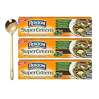 Ronzoni Supergreens Thin Spaghetti, 12 Ounces - Nutrient-Packed Thin Spaghetti Pasta with Moofin Golden SS Spoon, Quick-Cooking - Spinach, Broccoli, Zucchini Spaghetti Noodles, [Pack of 3]
