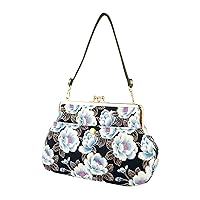 Wakomo Komonobou 0435-3 Kimono Bag, 3-Piece Purse Handbag, Women's, Double Cherry Blossom, Navy Blue