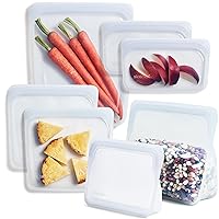 Stasher Platinum Silicone Food Grade Reusable Storage Bag, Clear (Bundle 7-Pack) | Reduce Single-Use Plastic | Cook, Store, Sous Vide, or Freeze | Leakproof, Dishwasher-Safe, Eco-friendly