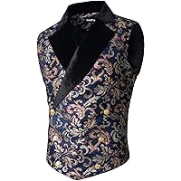 VATPAVE Mens Victorian Double Breasted Vest Gothic Steampunk Waistcoat