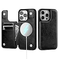 for iPhone 15 Pro Max Wallet Case,【Compatible with Magsafe】 Women Men PU Leather Flip Folio Protective Cover Credit Card Slots Kickstand RFID Blocking,for Apple 15 Pro Max,Black