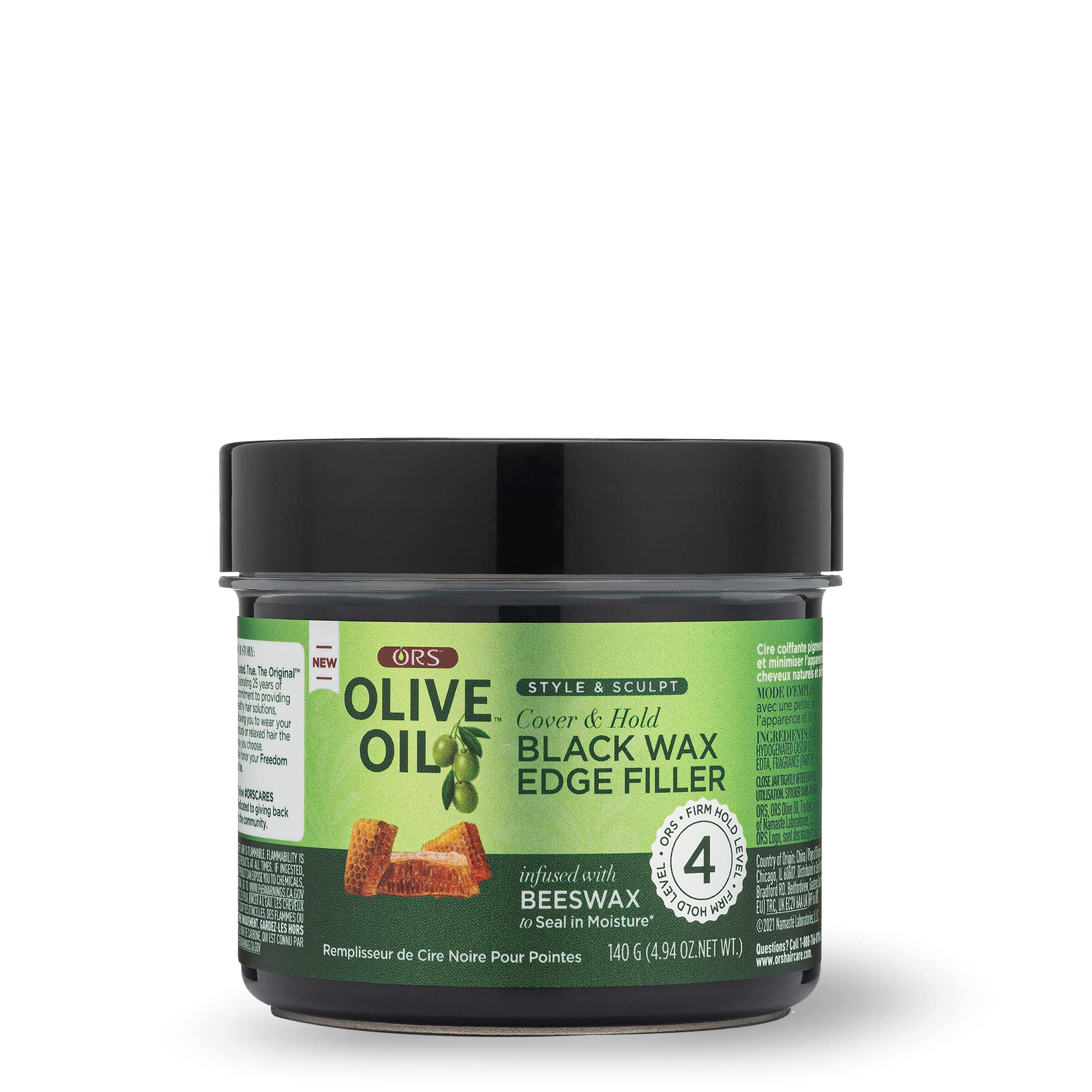 Olive Oil Style & Sculpt Cover & Hold Black Wax Edge Filler Infused with Beeswax to Seal in Moisture (4.9 oz)