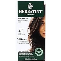Herbatint Permanent Haircolor Gel, 4C Ash Chestnut, Alcohol Free, Vegan, 100% Grey Coverage - 4.56 oz