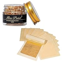 BeePoint 24K Edible Gold Leaf Sheets 20 Pcs - 1.7 x 1.7 Inches & 30mg Gold Flakes for Cake Decorating, Baking & Cooking, Art Crafts & Nails, Candles, Makeup, Painting, Food and Cooking, & Home