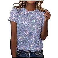 Women's Casual Short Sleeve T-Shirt Tunic Tops Loose Fit Crew Neck Dressy Blouses Comfy Lightweight Basic Tees 2024 Fashion