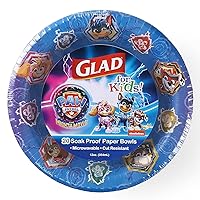 Glad for Kids PAW Patrol 12oz Paper Bowls | Paper Bowls, Kids Bowls | Kid-Friendly Paper Bowls for Everyday Use, 12oz Disposable Bowls for Kids with PAW Patrol Characters, 20 Count - 10 Pack