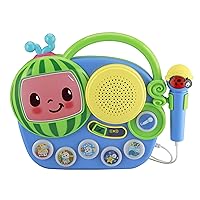 Auxiliary Cocomelon Toy Singalong Boombox with Microphone for Toddlers, Built-in Music and Flashing Lights, Fans of Cocomelon Gifts