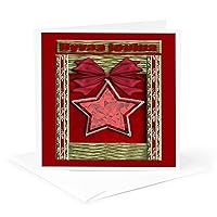 Hyvaa joulua, Merry Christmas in Finnish, Red Star - Greeting Card, 6 x 6 inches, single (gc_37014_5)