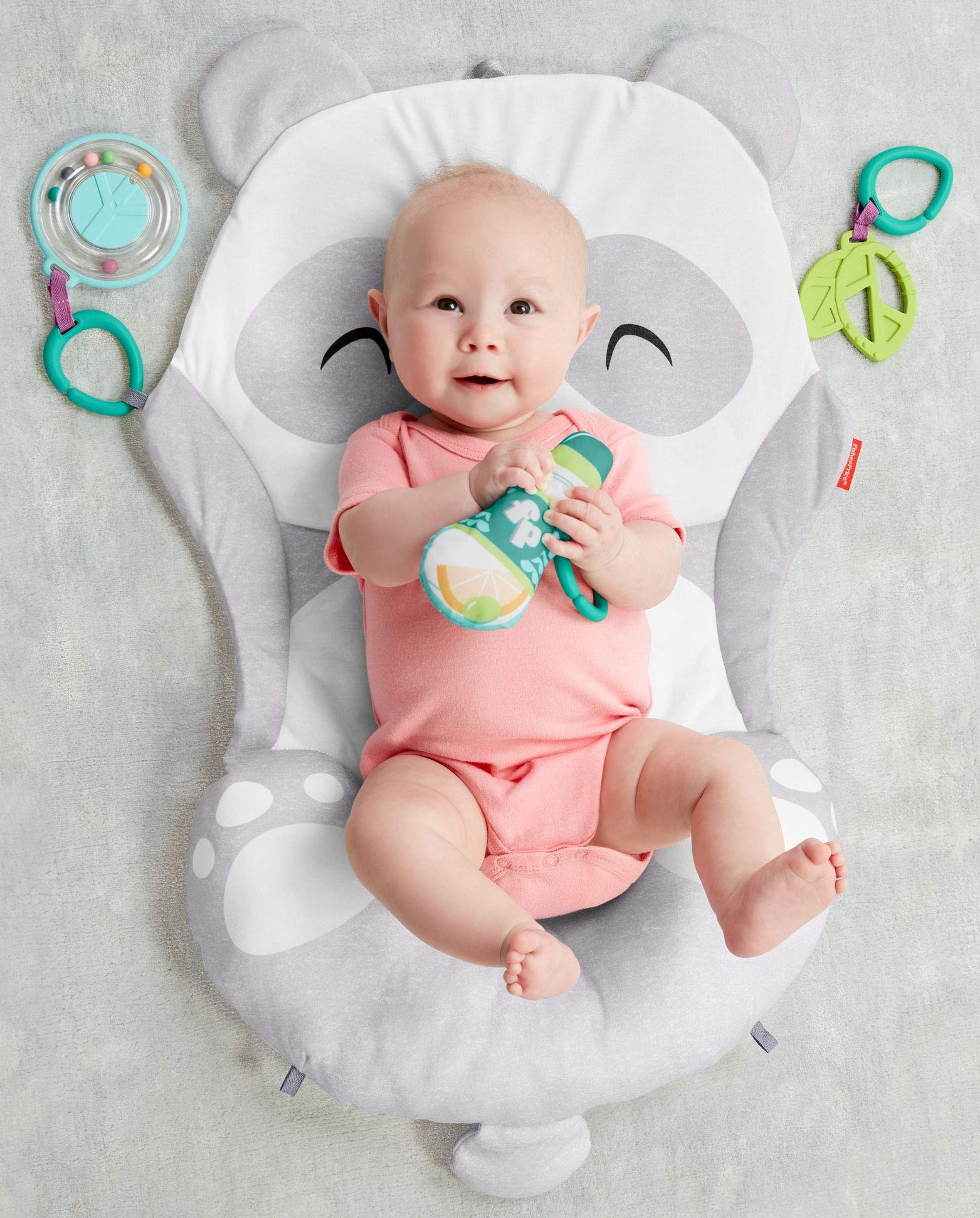 Fisher-Price All-in-One Panda Playmat, plush, take-along tummy time mat with baby rattle and teether toy for newborns from birth & up