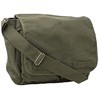 ARMYU Olive Green Original Heavyweight Cotton Canvas Classic Heavyweight Military Messenger Bag + Streamer