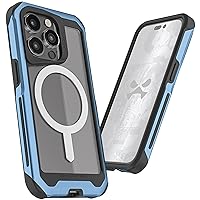 Ghostek ATOMIC slim iPhone 14 Case Blue with Crystal Clear MagSafe Magnetic Ring Back Wireless Charging Compatible Tough Military Grade Protection Cover Designed for 2022 Apple iPhone 14 (6.1