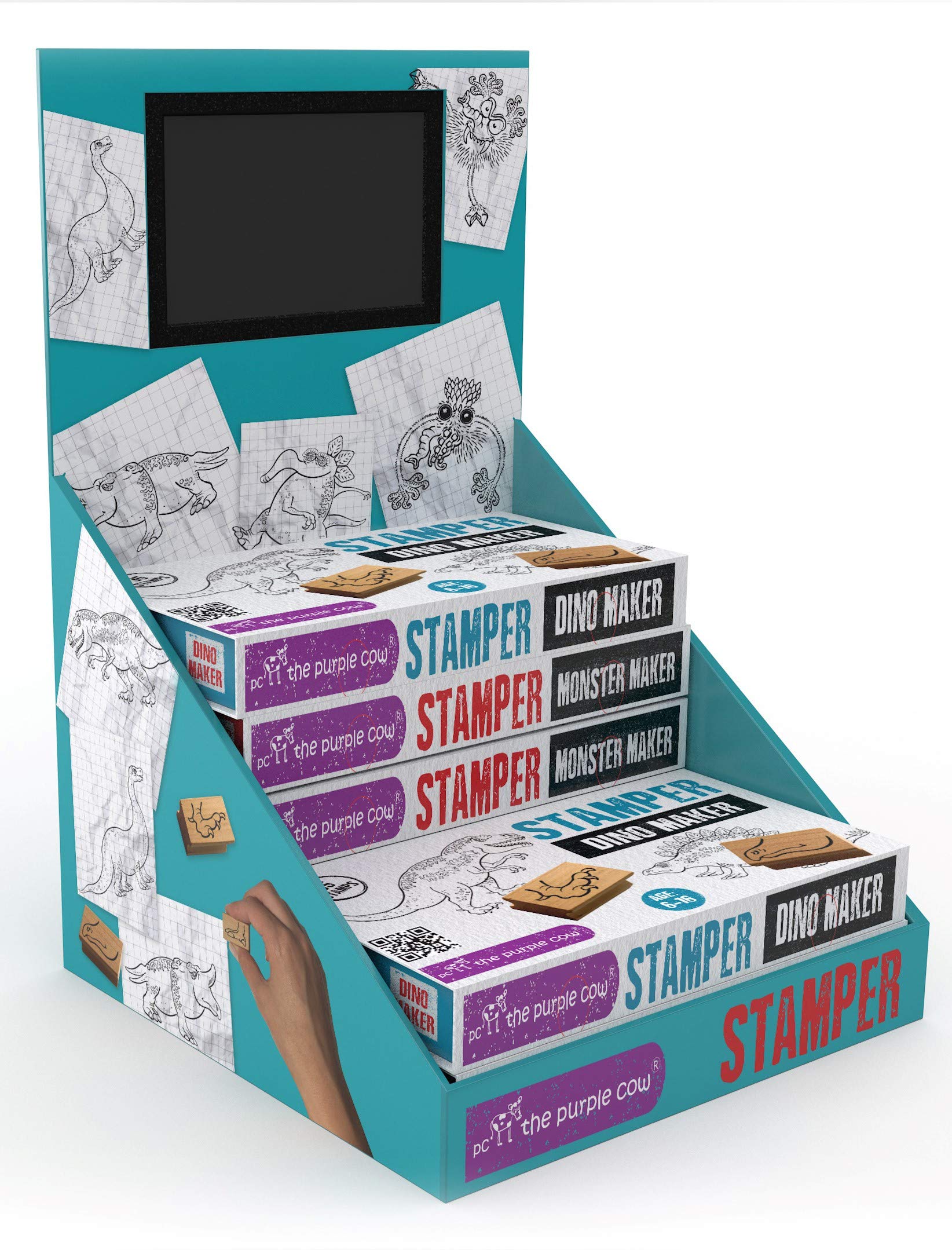 The Purple Cow - Stamper - Monster Maker Stamp Kit for Kids. Paint Stamper for Arts and Crafts. Develop Creativity with 31 Stamps and an Ink pad, for Girls and Boys Ages 6 to 16.