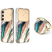 GVIEWIN Bundle - Compatible with Samsung Galaxy S24 Plus Case Full Body Cover + Magnetic Phone Ring Holder (Drift Sand/Brown)