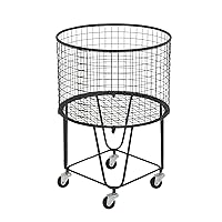 CosmoLiving by Cosmopolitan Metal Deep Set Metal Mesh Laundry Basket Storage Cart with Wheels, 17
